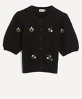 Minta Black Summer Bud Embroidery Cardigan RIXO