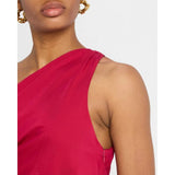 Faithfull the Brand Laureles One-Shoulder Ruched Dress Raspberry