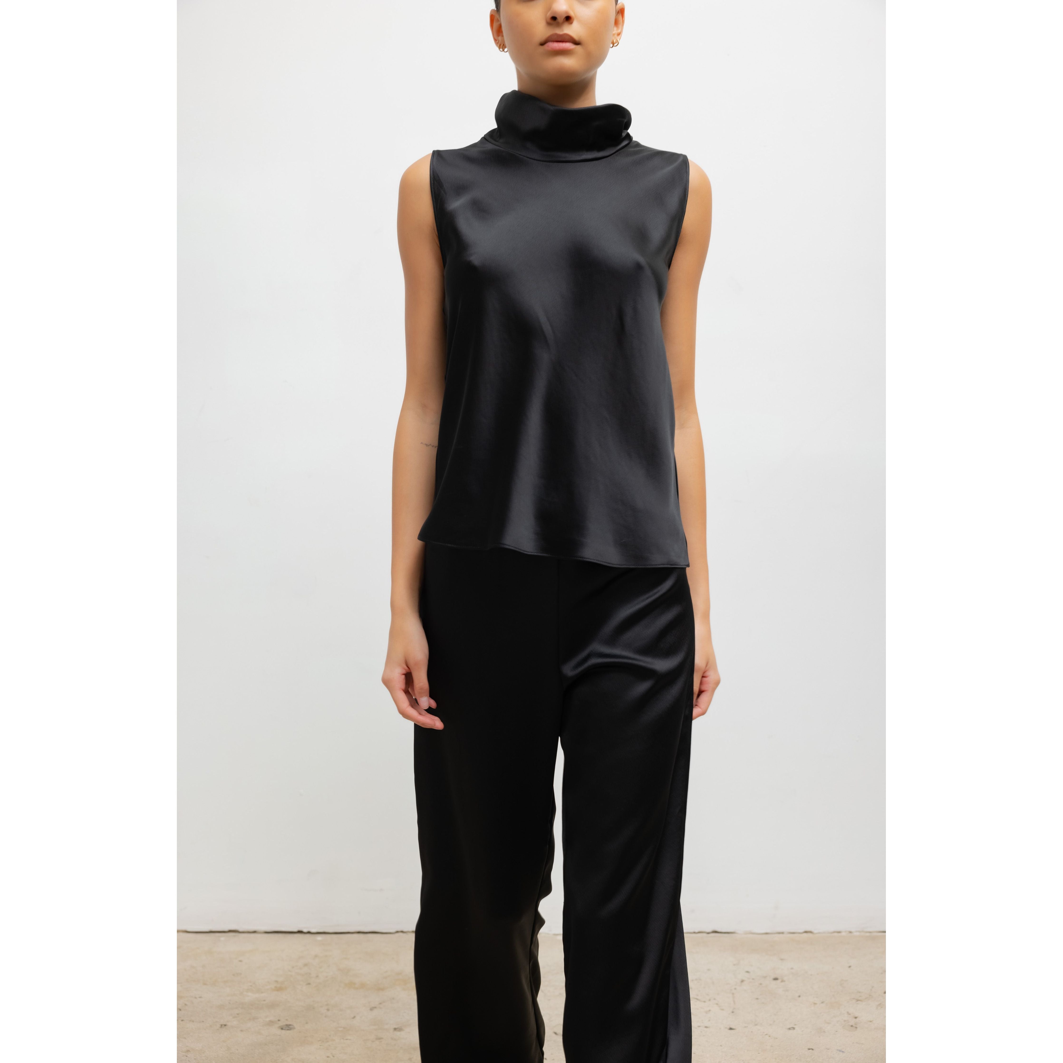 BARB SLEEVELESS COWL NECK
