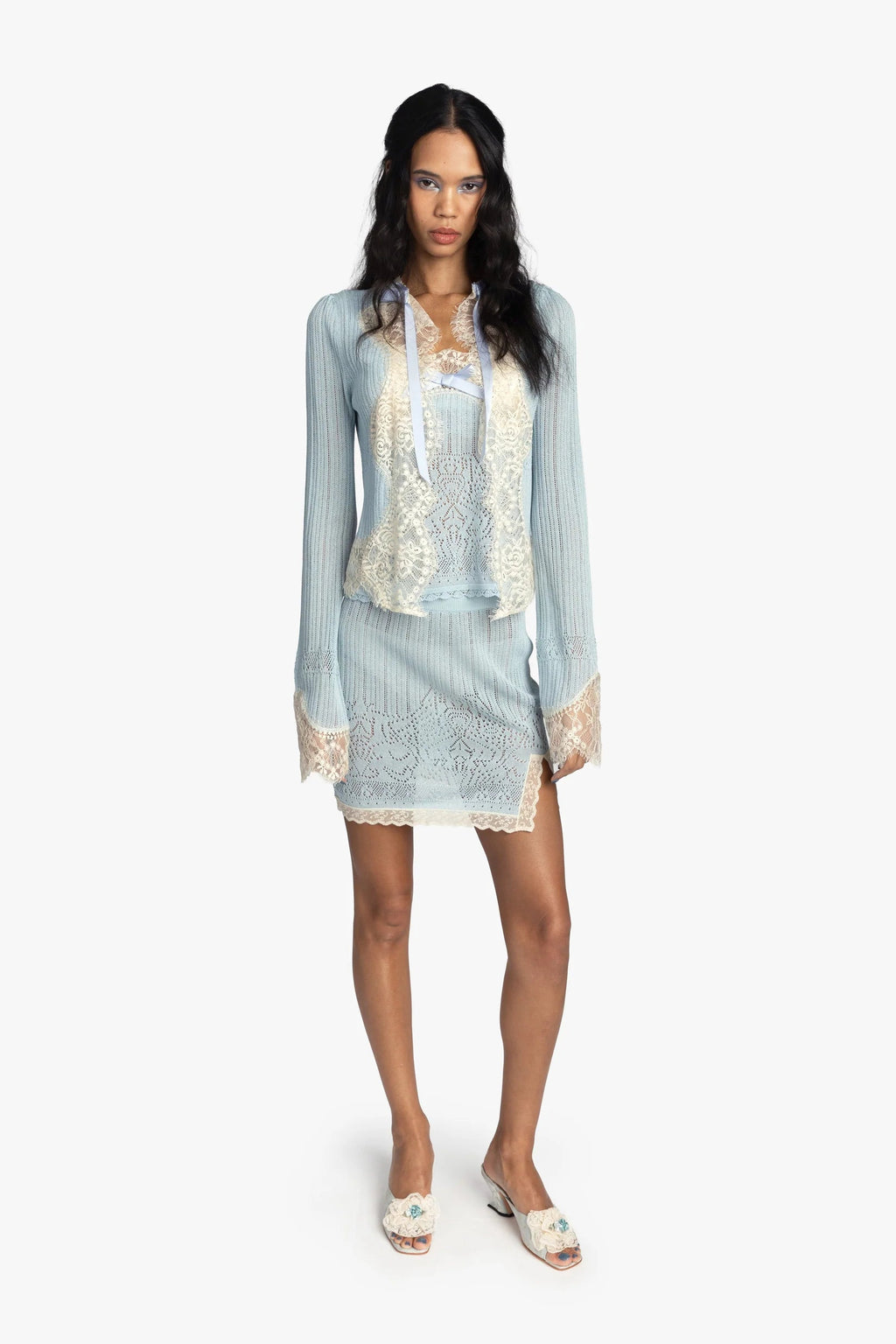 Lingerie Lace Skirt Sky Blue Anna Sui