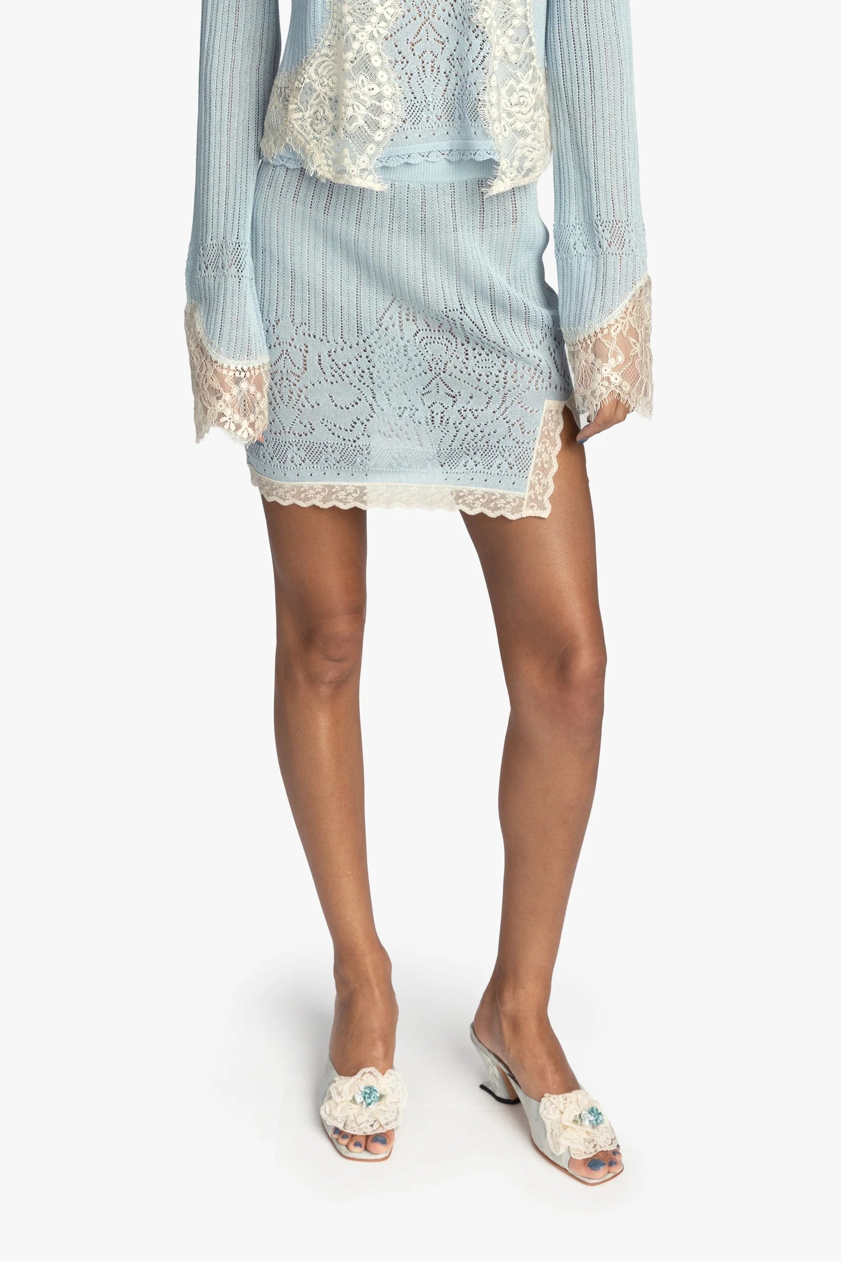 Lingerie Lace Skirt Sky Blue Anna Sui