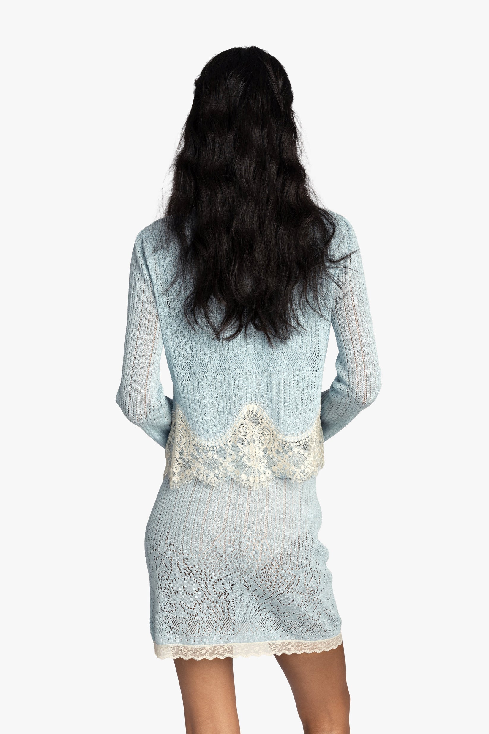 Lingerie Lace Knit Cardigan - Sky Blue Anna Sui