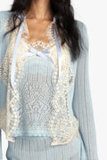 Lingerie Lace Knit Cardigan - Sky Blue Anna Sui