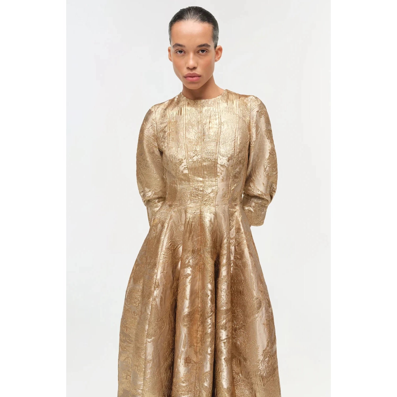 Claravelle Metallic Jacquard Gown Simkhai