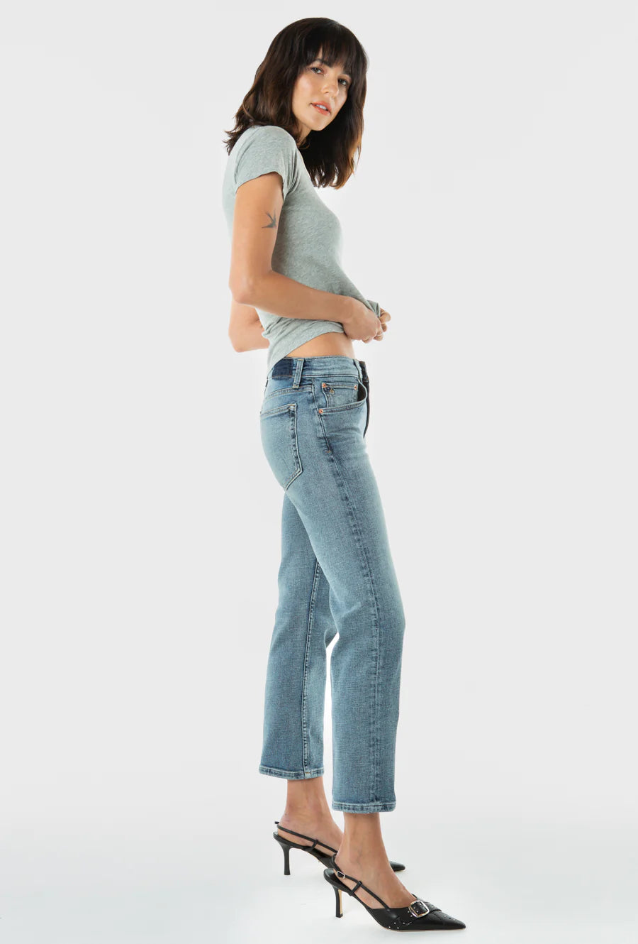 Etica Rae Mid Rise Straight Jeans