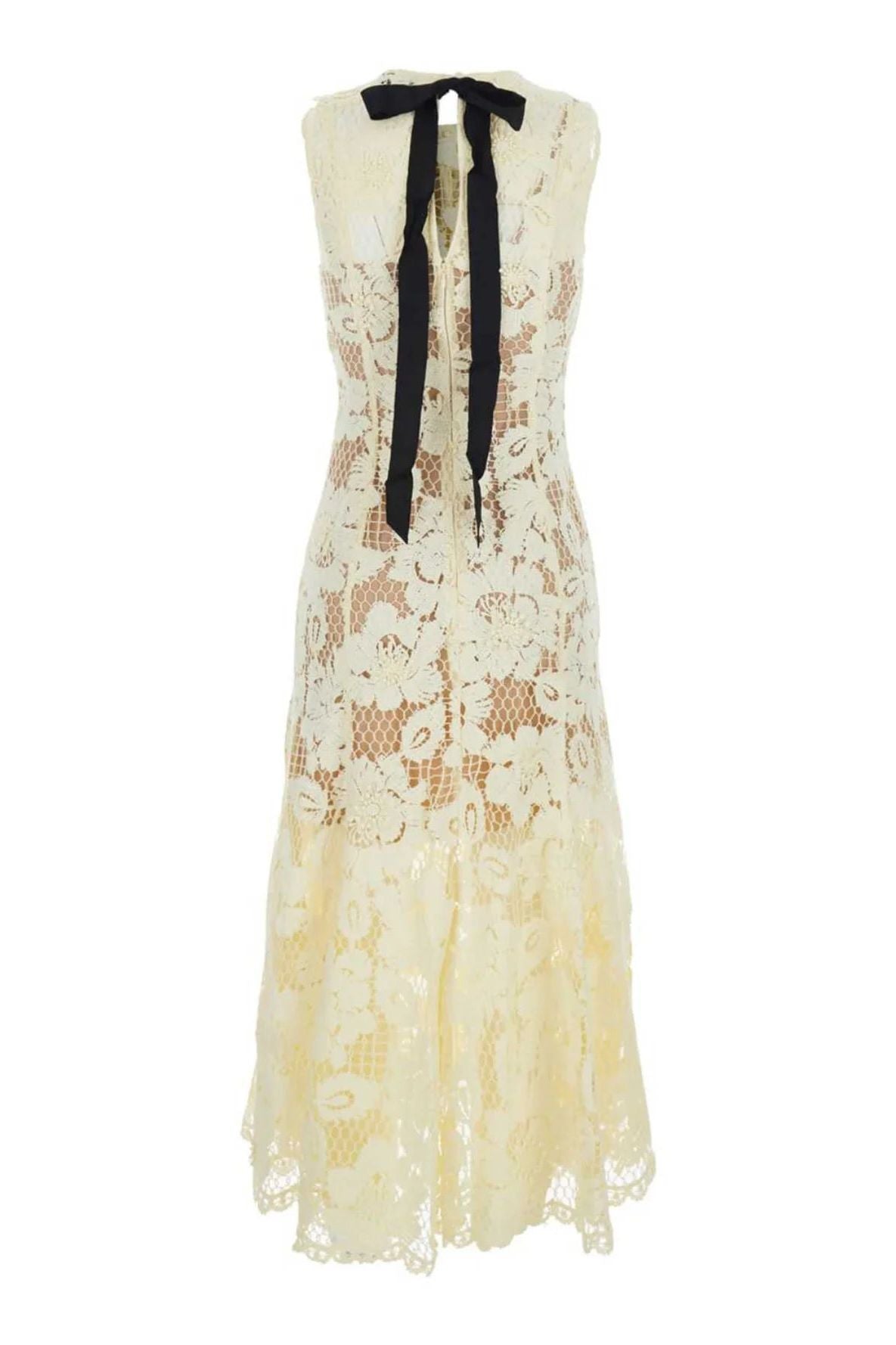 Yellow Crochet Lace Midi Dress SELF-PORTRAIT