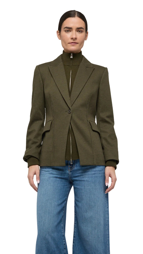 Auden Knit Combo Blazer, Dark Olive Simkhai