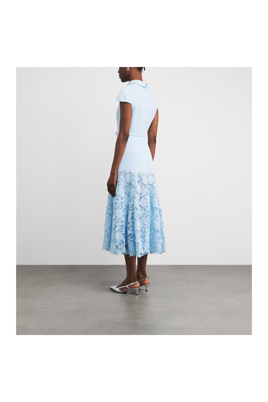 Blue Crepe Lace Midi Dress SELF-PORTRAIT