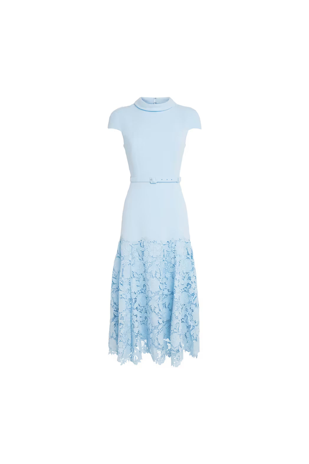 Blue Crepe Lace Midi Dress SELF-PORTRAIT