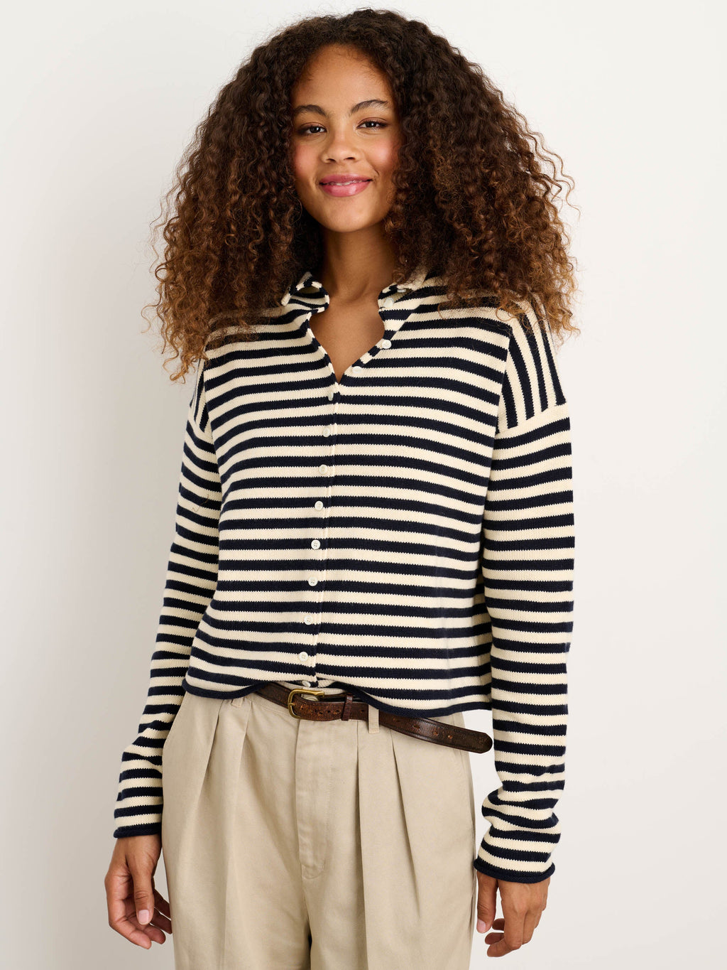 Taylor Striped Cardigan in Cotton Cashmere Alex Mill
