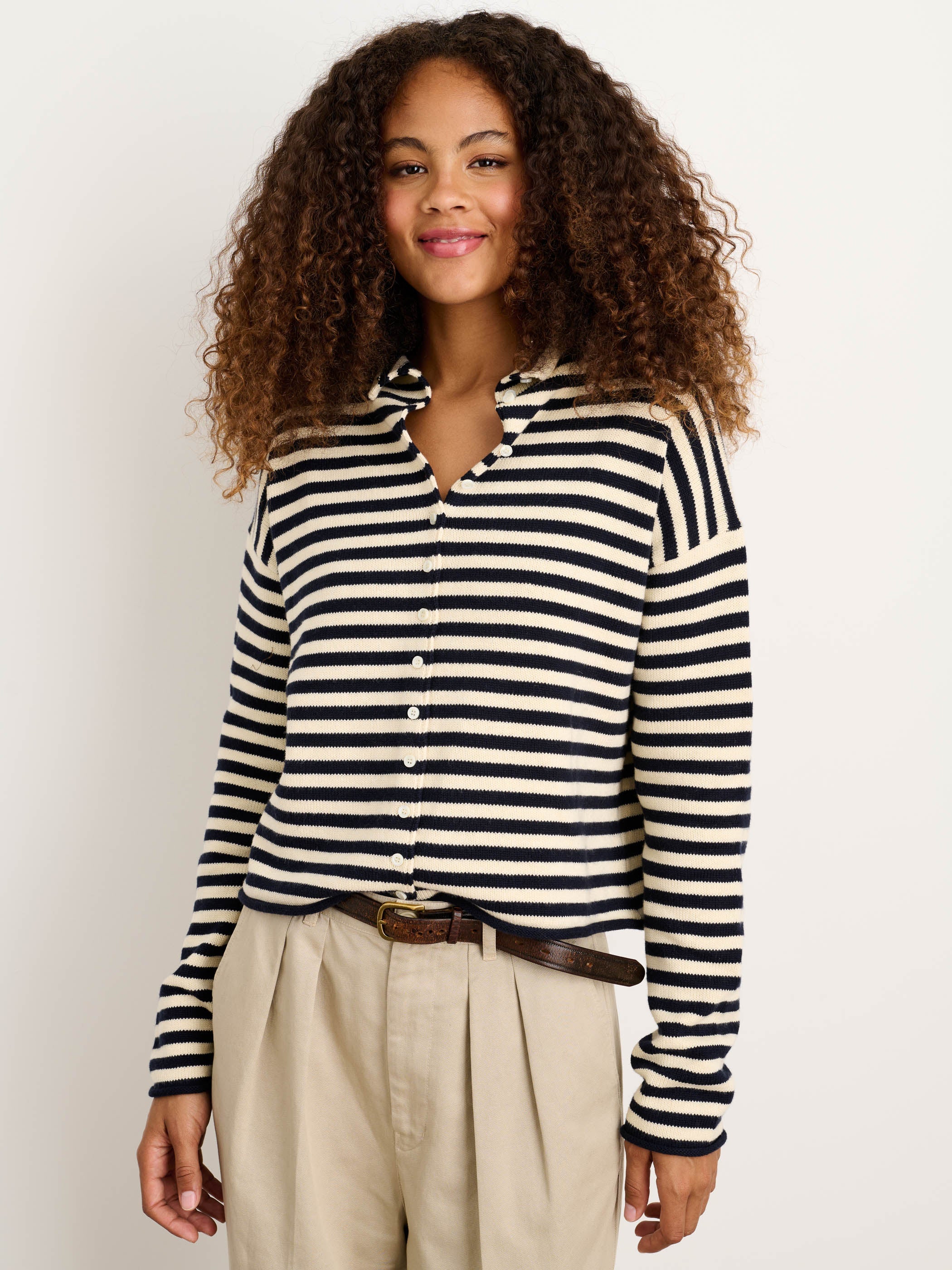 Taylor Striped Cardigan in Cotton Cashmere Alex Mill