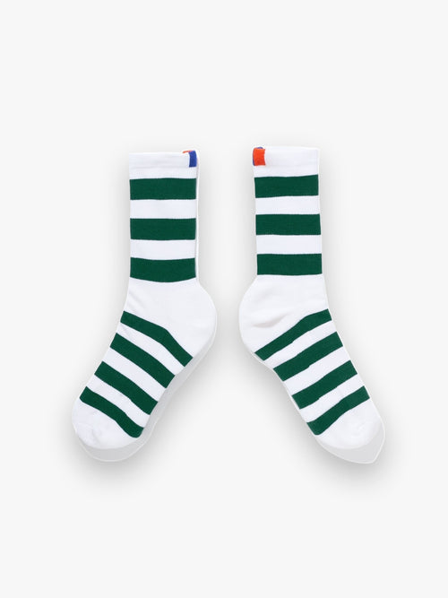 The Women's Striped Sock - White/Green Kule