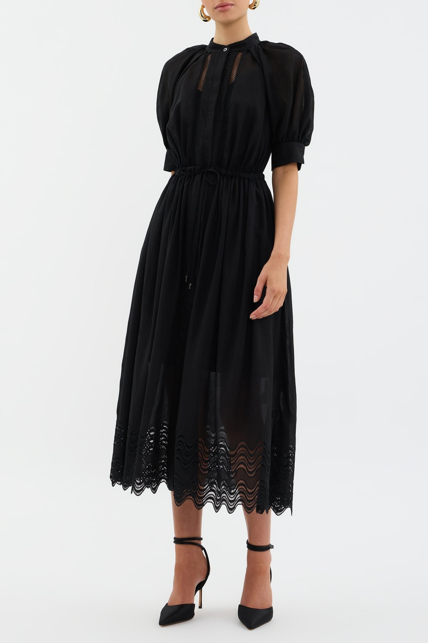 Rebecca Vallance Angelina Puff Sleeve Midi Dress
