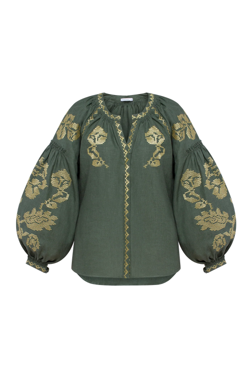 Elysian Garden Linen Blouse Annabo