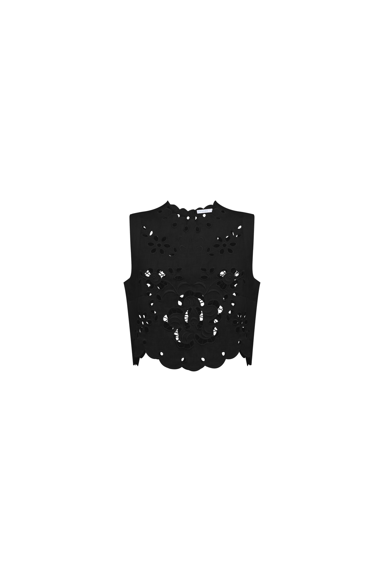 Celestial Garden Sleeveless Crop Top Black Annabo