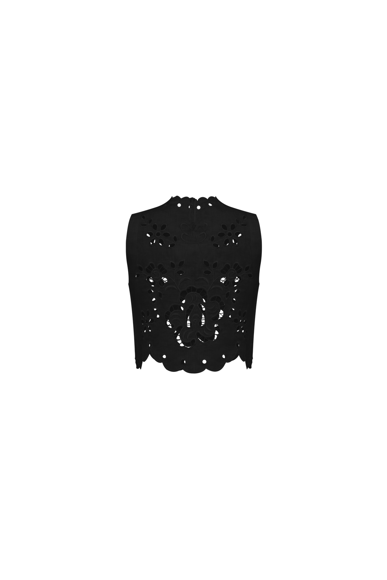 Celestial Garden Sleeveless Crop Top Black Annabo