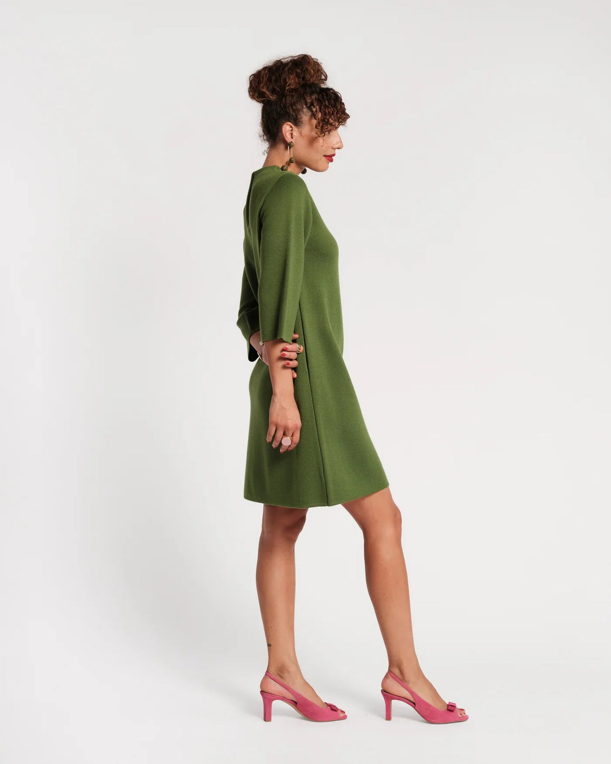 Annie Dress Heirloom Floral Merino Wool Blend Green/Multi Frances Valentine