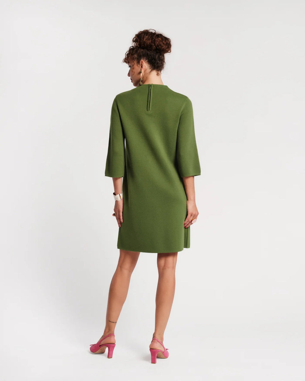 Annie Dress Heirloom Floral Merino Wool Blend Green/Multi Frances Valentine