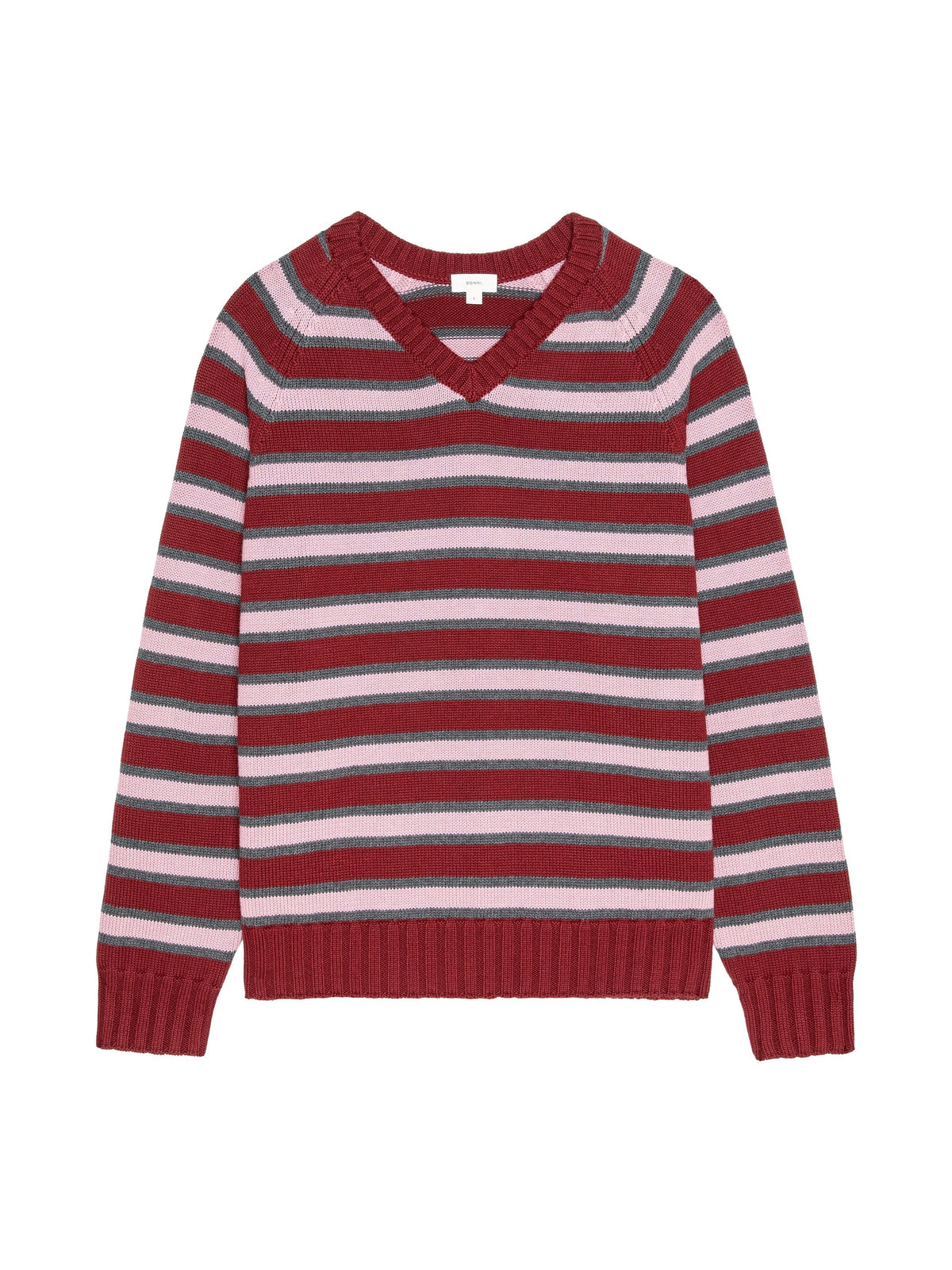The Cotton Knit Stripe V-Neck Sweater DONNI.