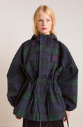 LIU RAINCOAT - NAVY CHECK Damson Madder