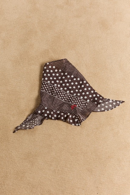FRILL EDGE HEADSCARF - SPOT STRIPE Damson Madder