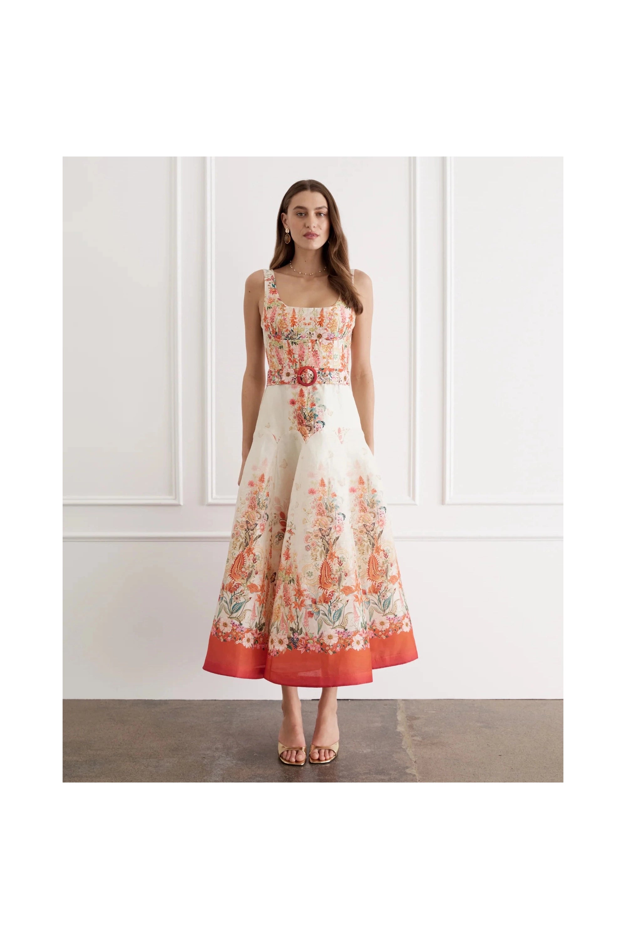 Bouquet Phoebe Midi Dress Aqua Blu