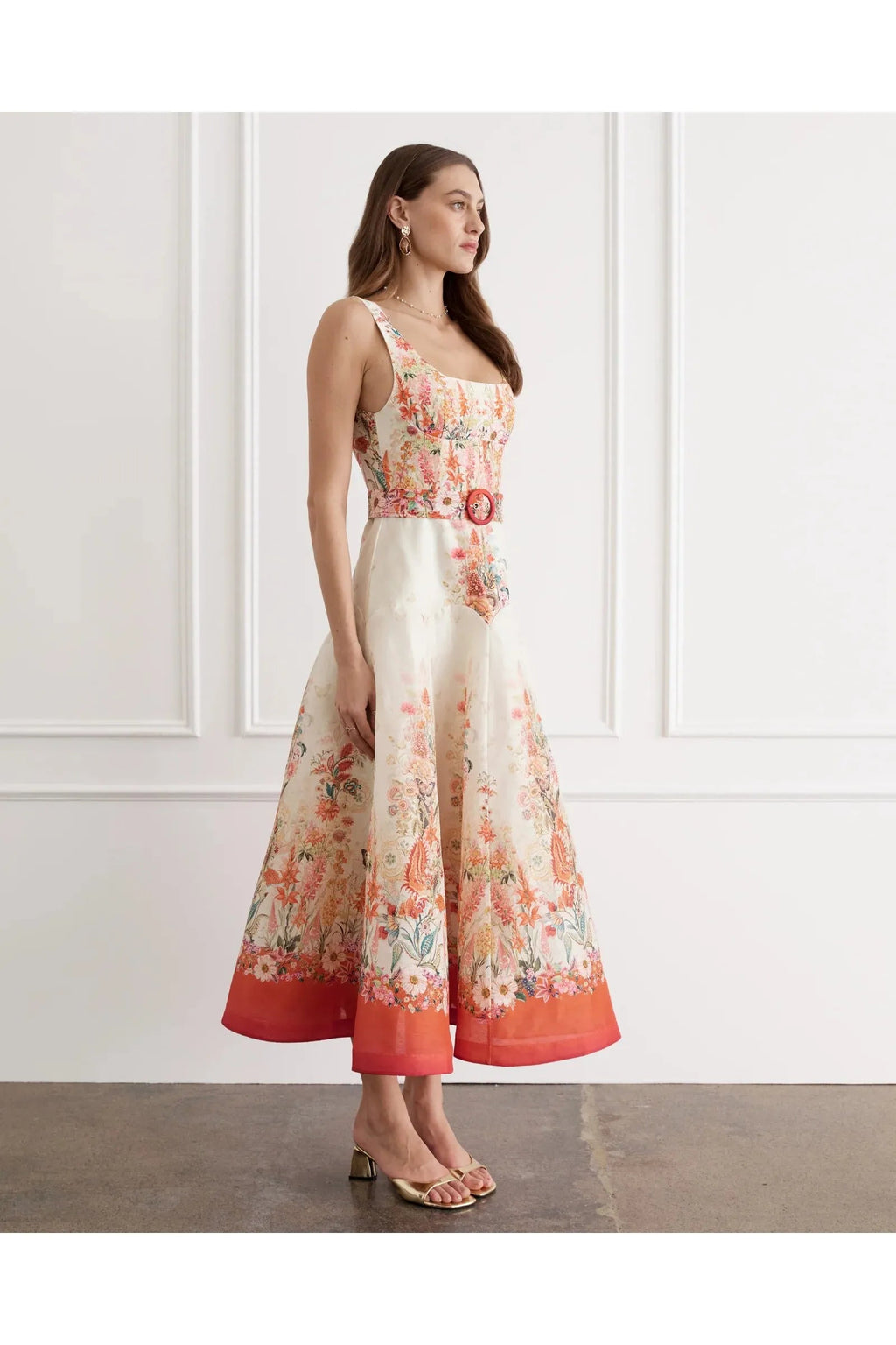 Bouquet Phoebe Midi Dress Aqua Blu