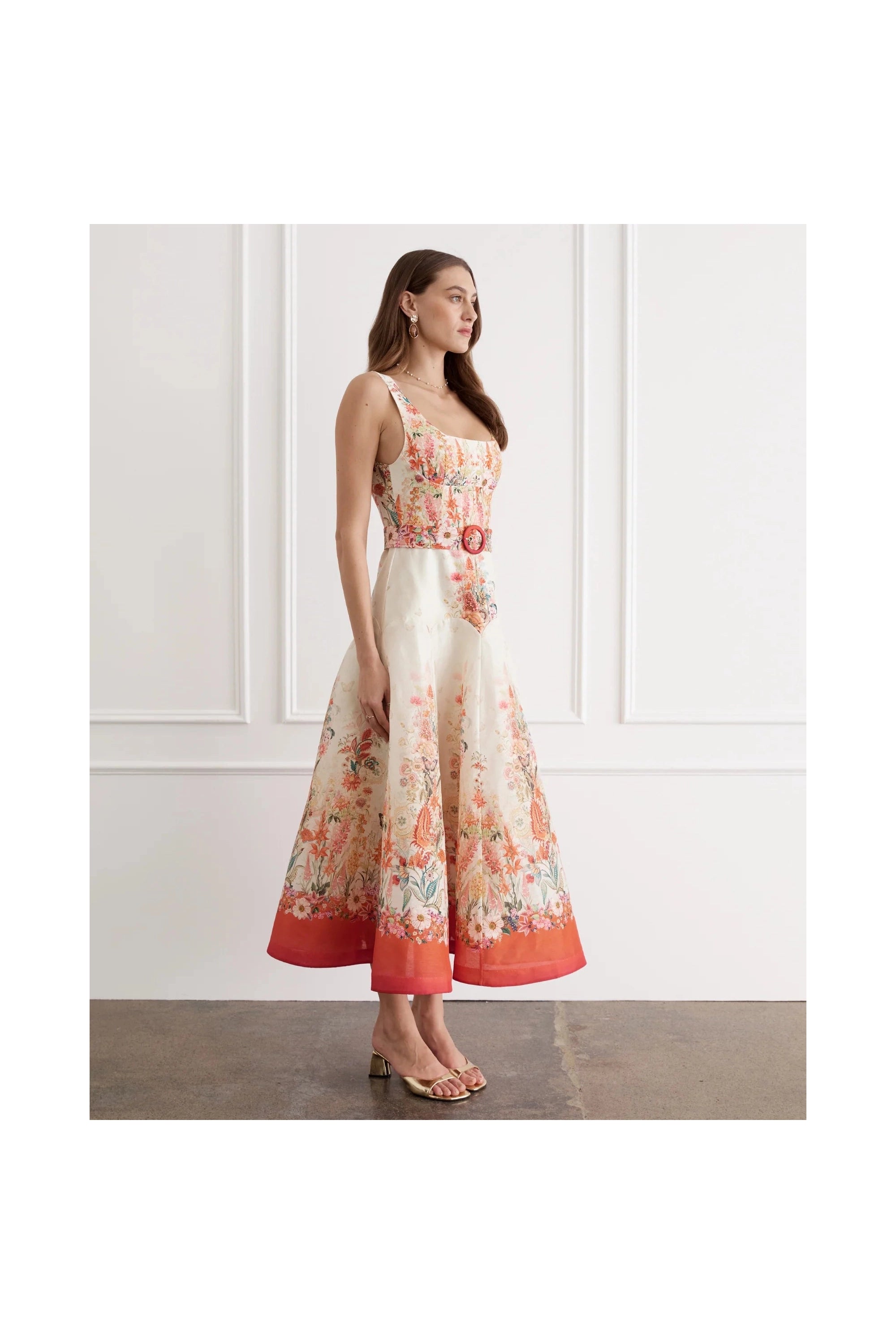 Bouquet Phoebe Midi Dress Aqua Blu