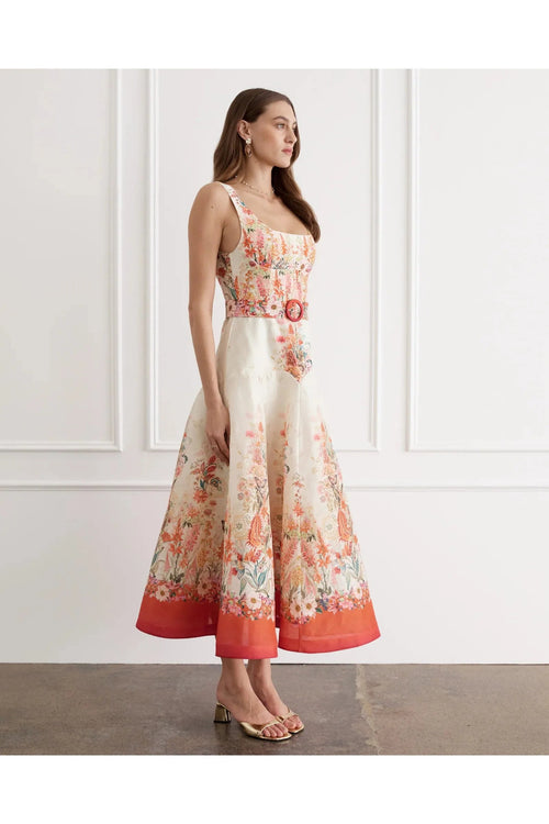 Bouquet Phoebe Midi Dress Aqua Blu