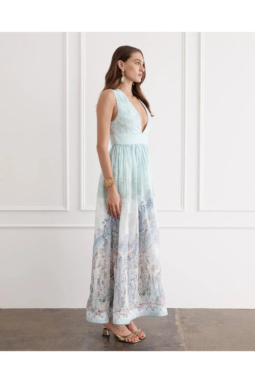 Triomphe Melody Maxi Dress Aqua Blu
