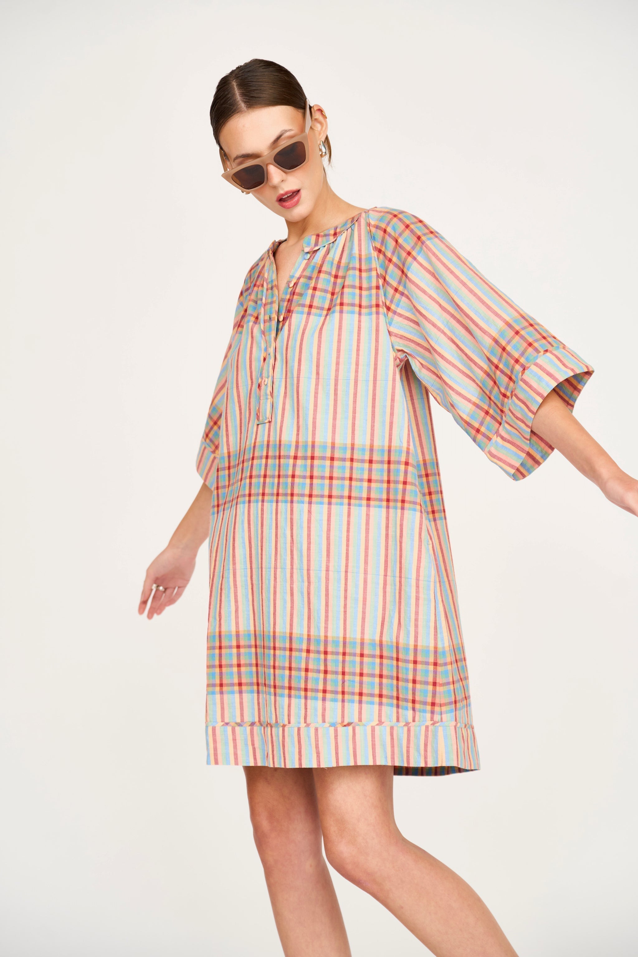 Faro Short Dress in Campfire Plaid MIRTH