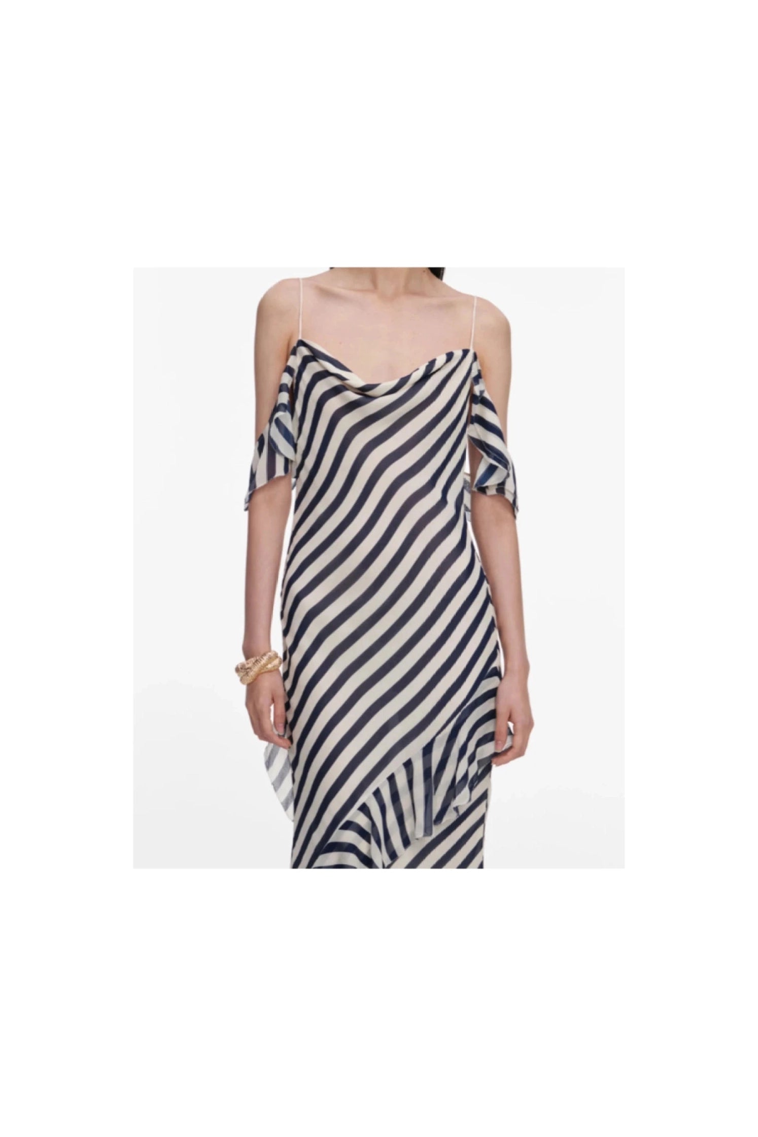 Navy Stripe Georgette Maxi Dress SELF-PORTRAIT