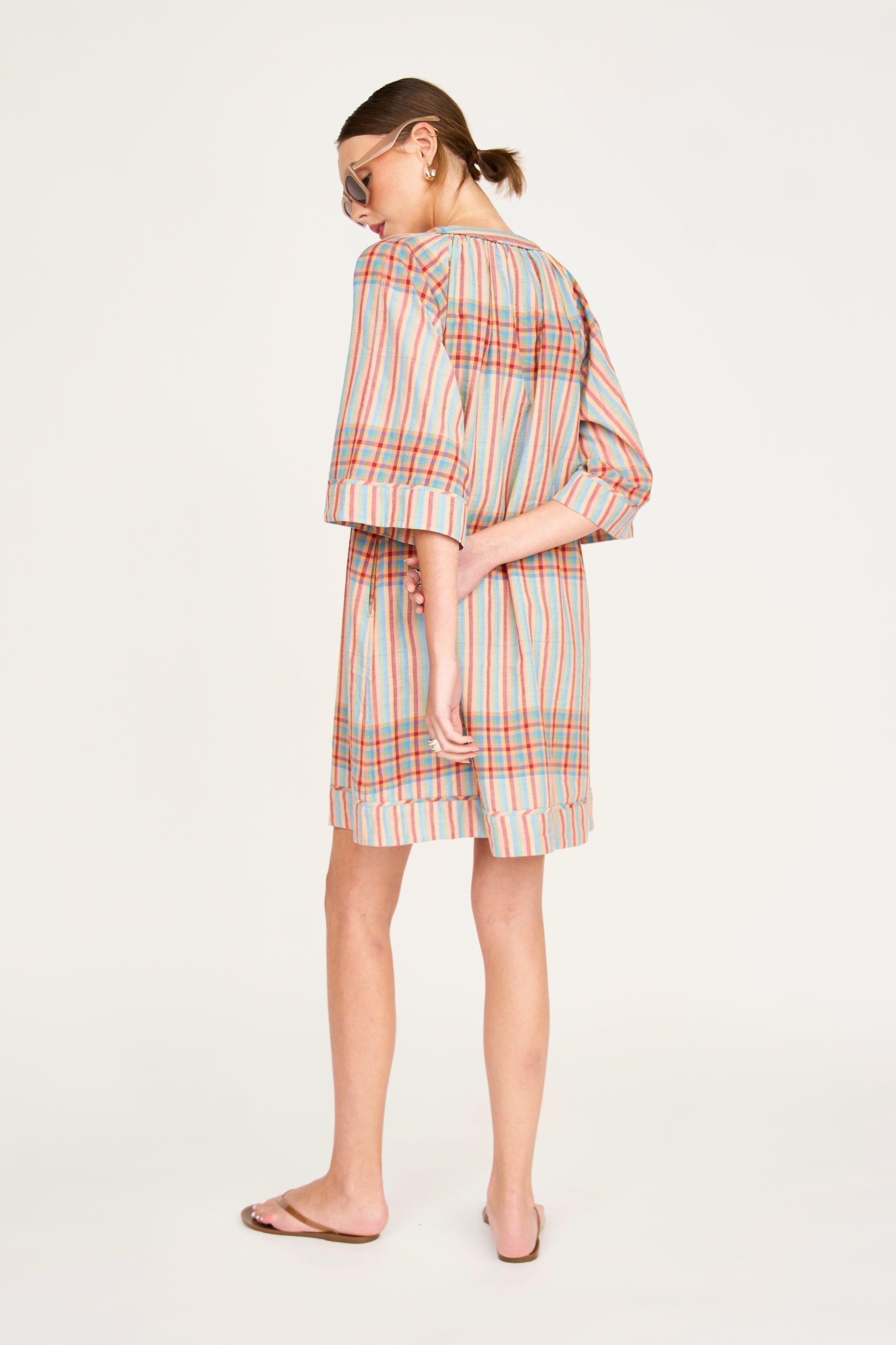 Faro Short Dress in Campfire Plaid MIRTH