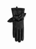 Bow Leather Glove Leather 100% Sheepskin Black by Frances Valentine