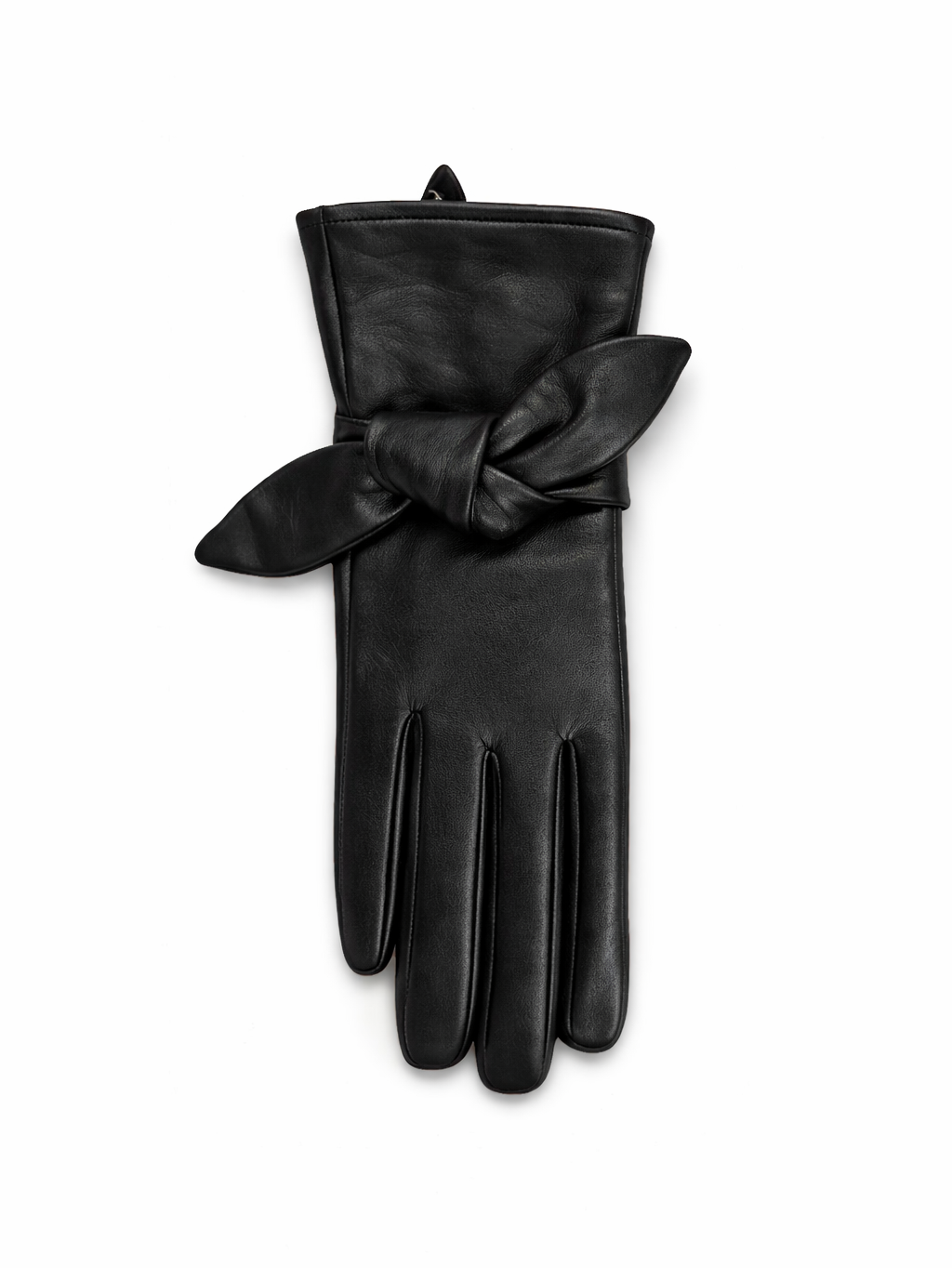 Bow Leather Glove Leather 100% Sheepskin Black by Frances Valentine