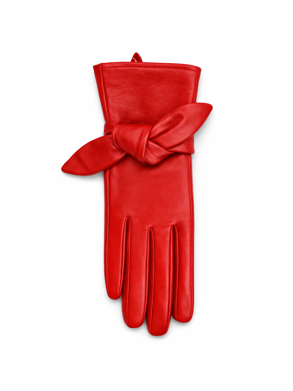 Bow Leather Glove Leather 100% Sheepskin Red by Frances Valentine