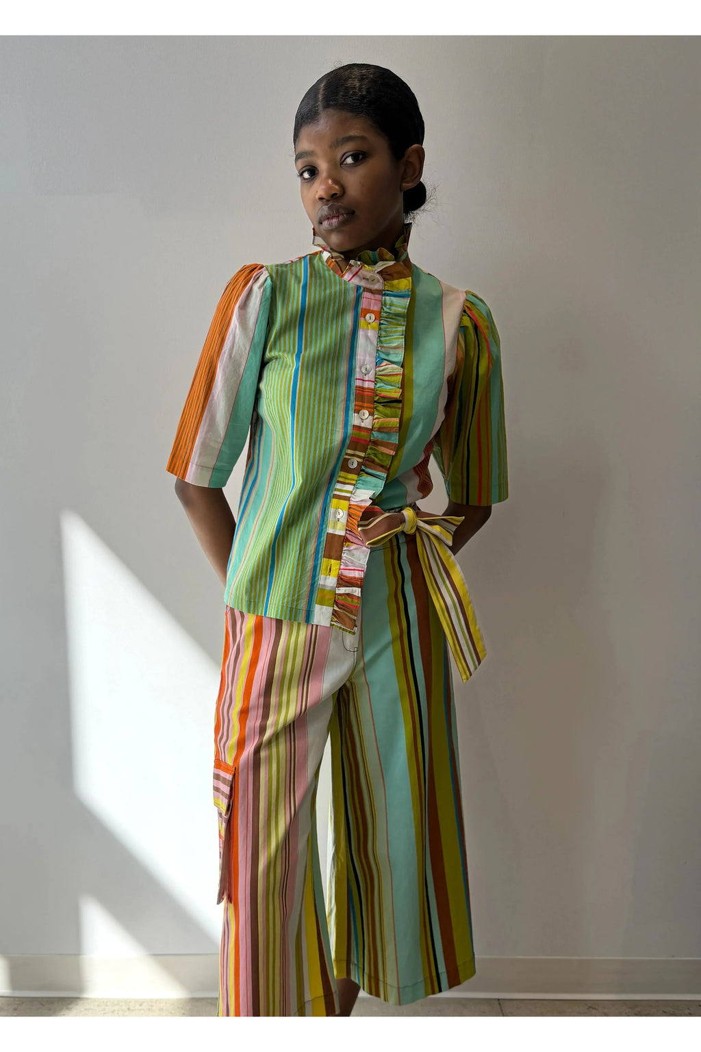 Frilled Buttondown (Combo Stripes) Hope for Flowers by Tracy Reece