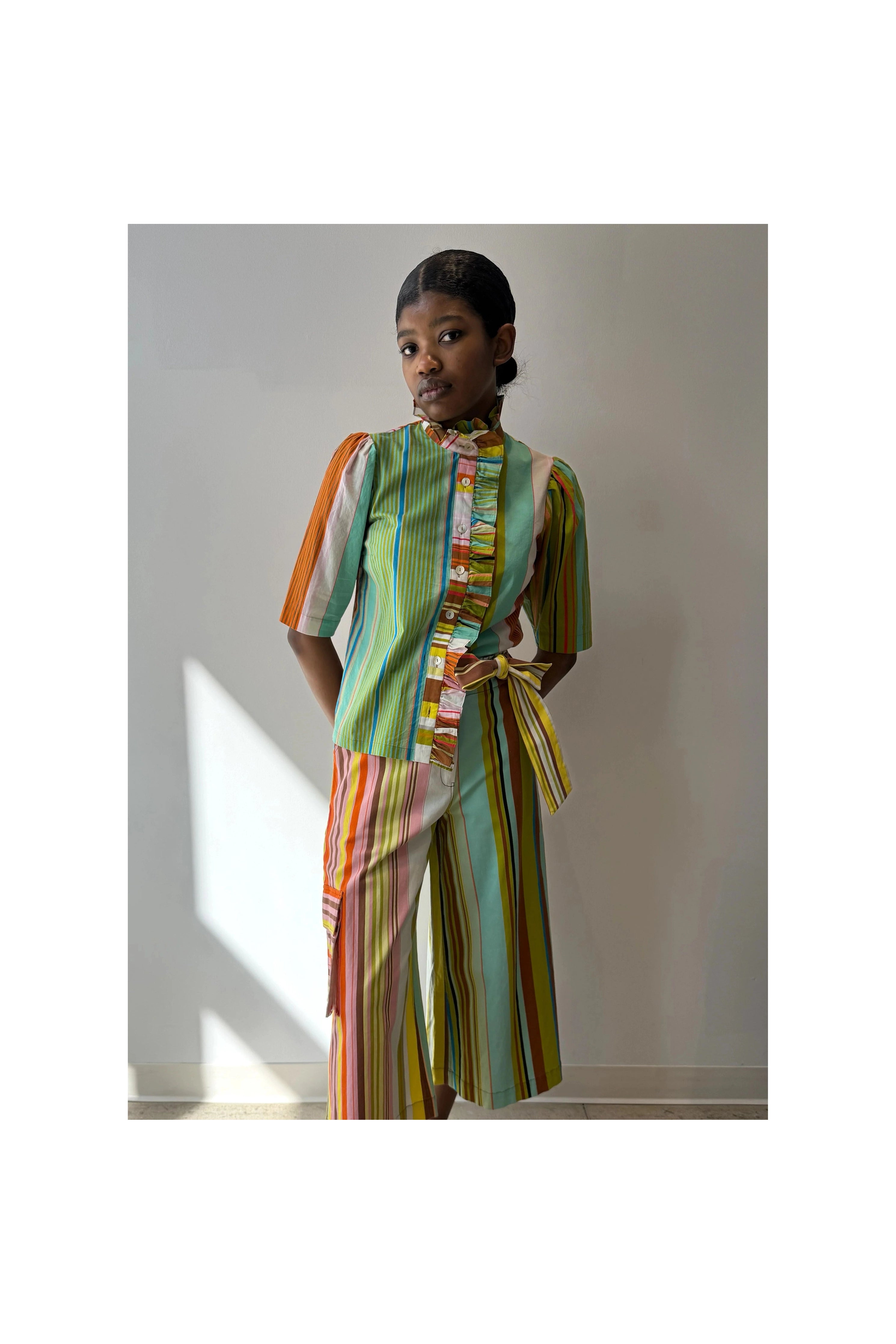 Frilled Buttondown (Combo Stripes) Hope for Flowers by Tracy Reece