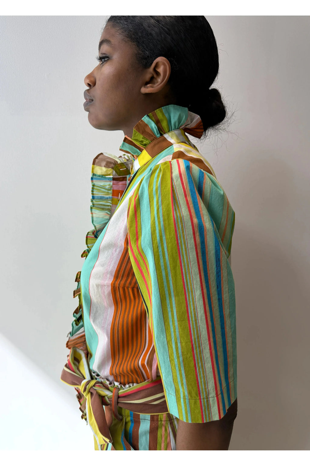 Frilled Buttondown (Combo Stripes) Hope for Flowers by Tracy Reece