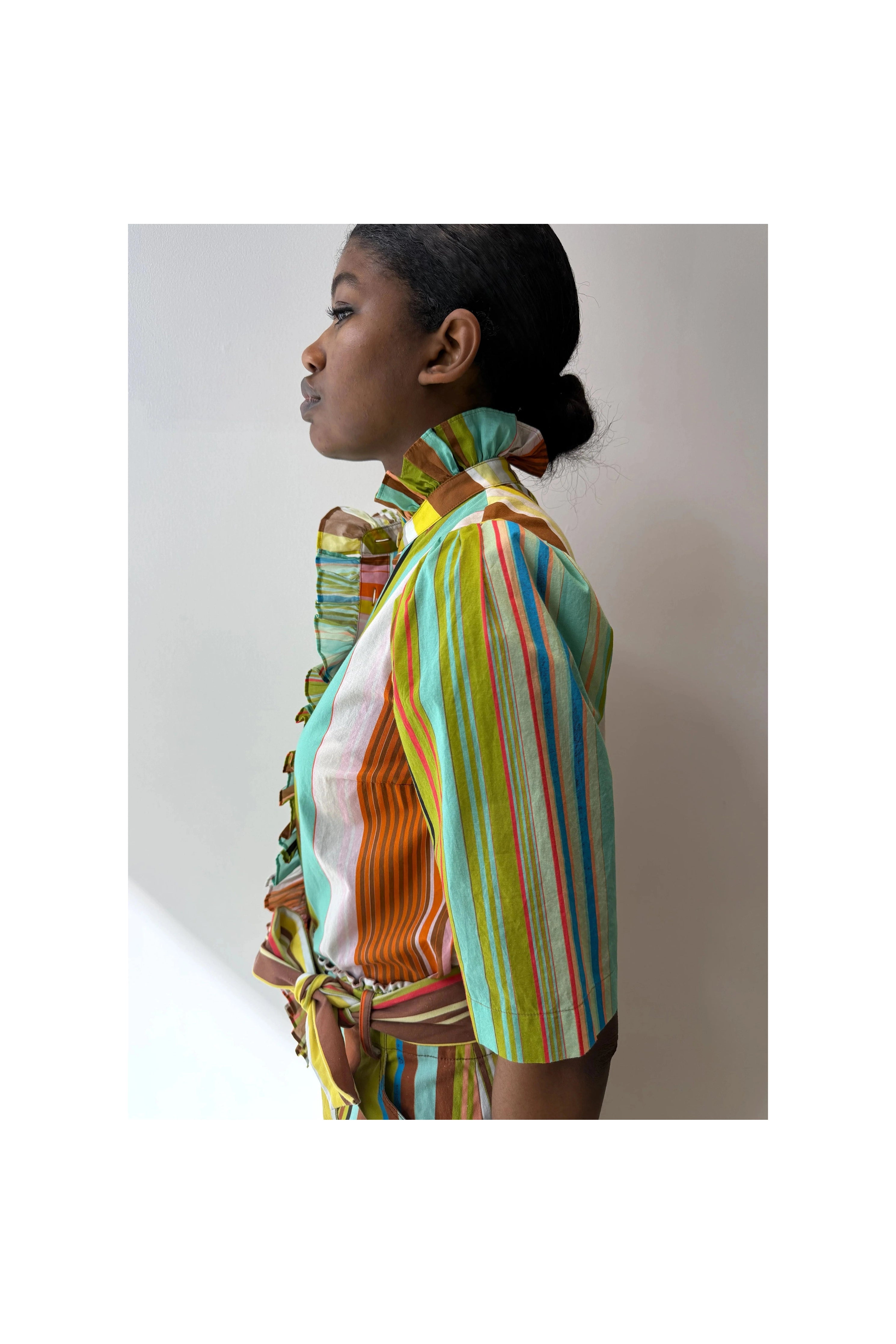 Frilled Buttondown (Combo Stripes) Hope for Flowers by Tracy Reece