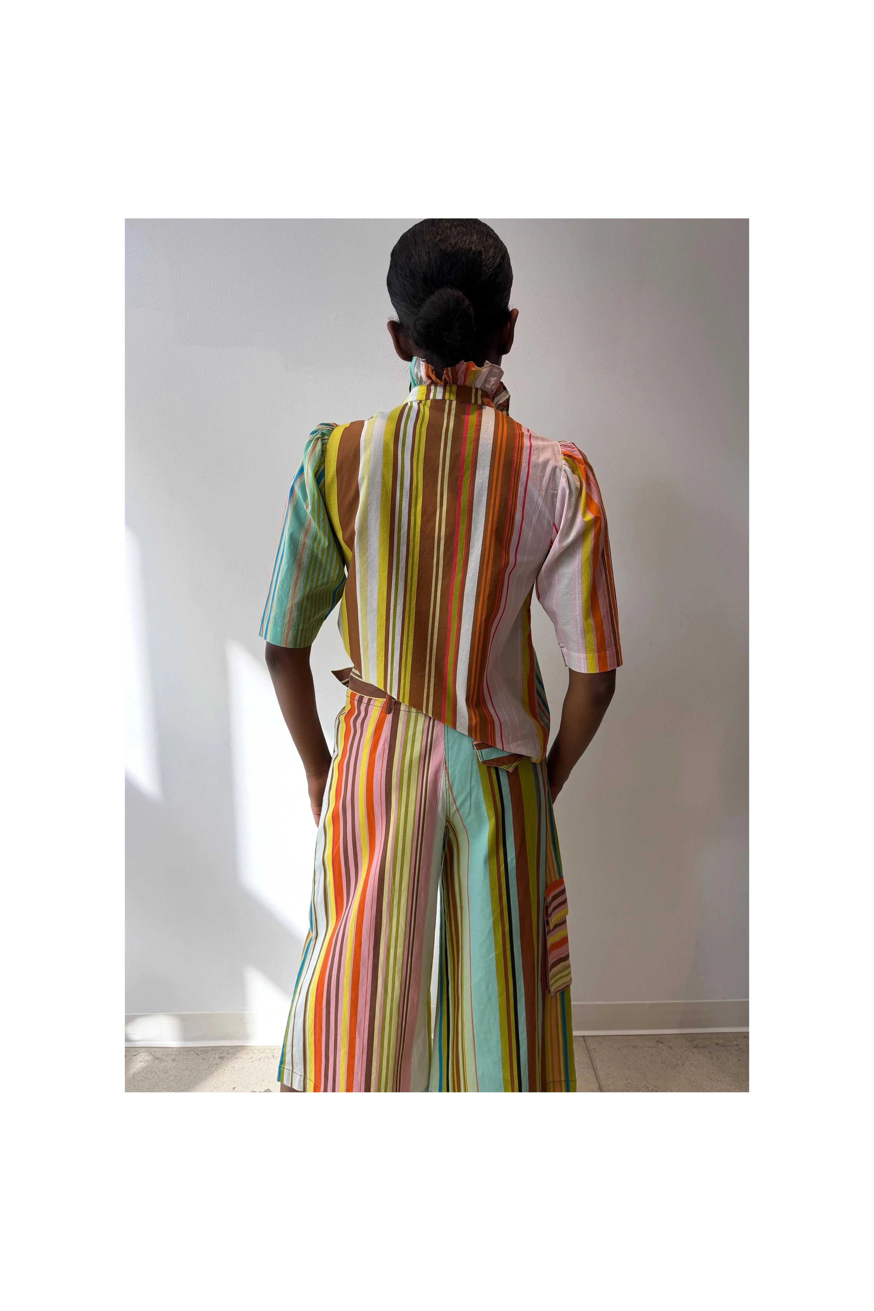 Frilled Buttondown (Combo Stripes) Hope for Flowers by Tracy Reece