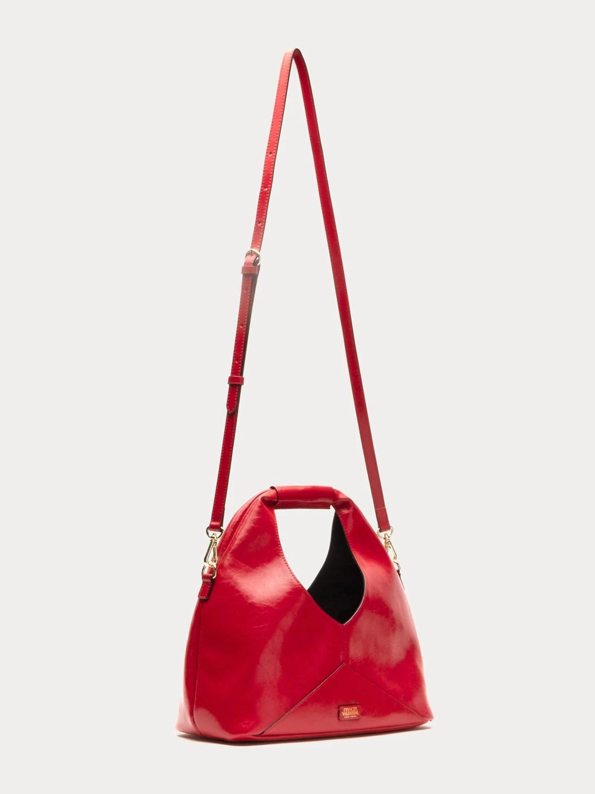Crescent Tote Crinkled Leather Leather Red OS Frances Valentine