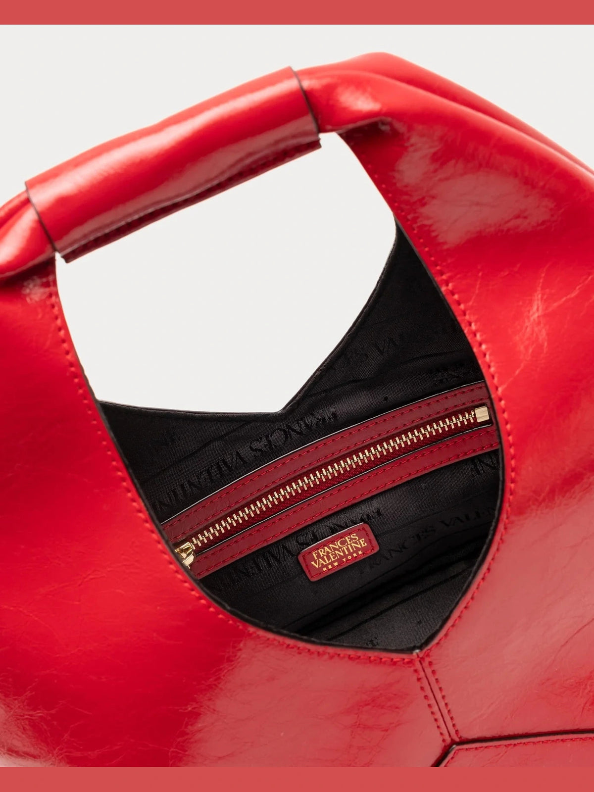 Crescent Tote Crinkled Leather Leather Red OS Frances Valentine