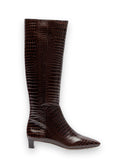 Mackie Boot Croc Emboss Leather Chocolate Frances Valentine