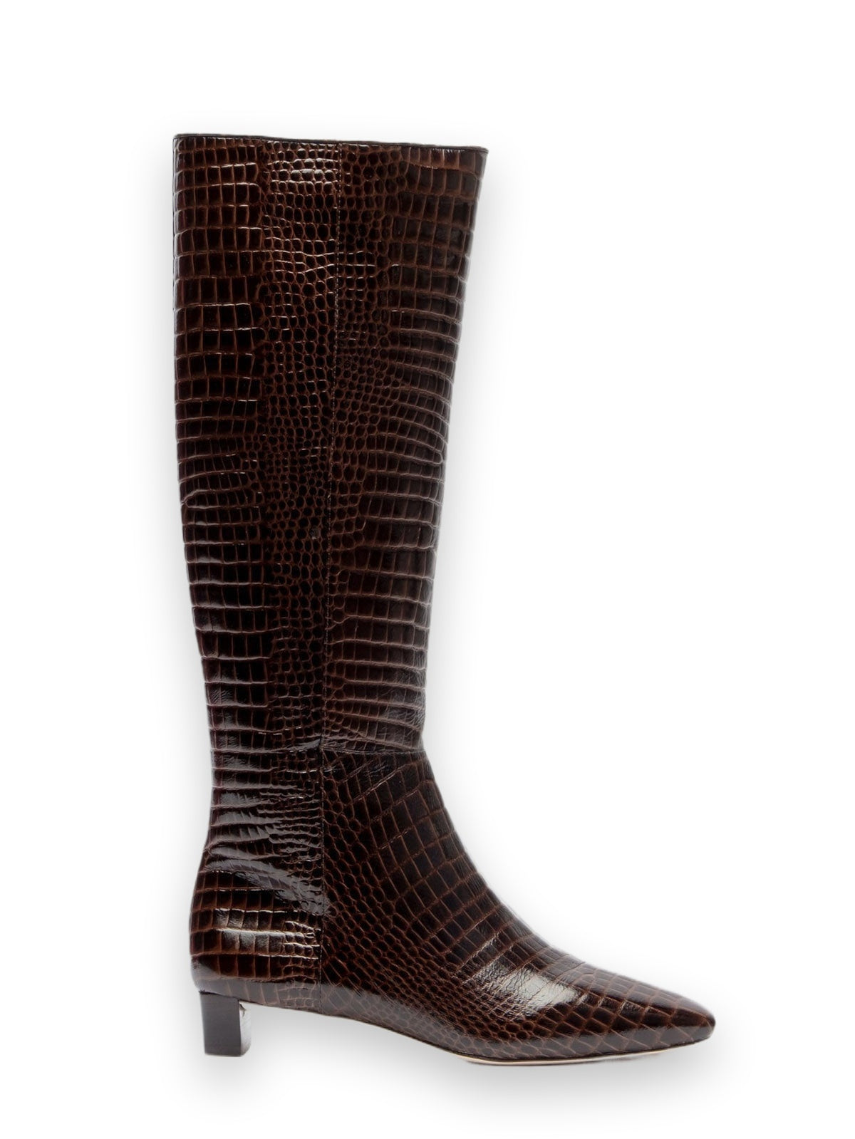 Mackie Boot Croc Emboss Leather Chocolate Frances Valentine