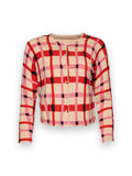 Darling Cardigan Lollipop Lattice 100% Merino Wool Pink/Red/Multi Frances Valentine