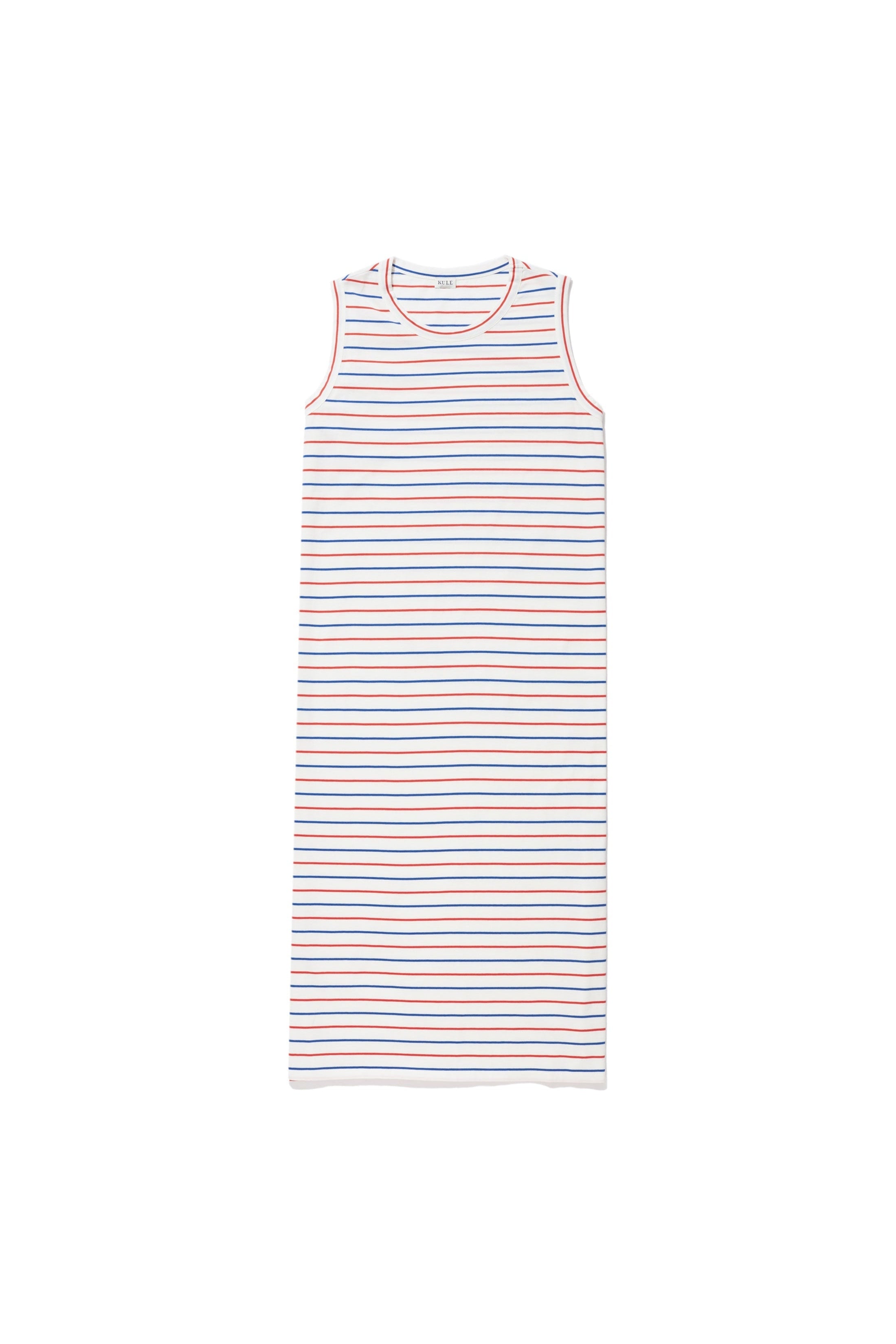 The Tank Dress - White/Blue/Poppy Pinstripe KULE (New)