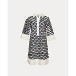 Tracey Mini Dress Loop Print Cotton Poplin Navy/Multi Frances Valentine