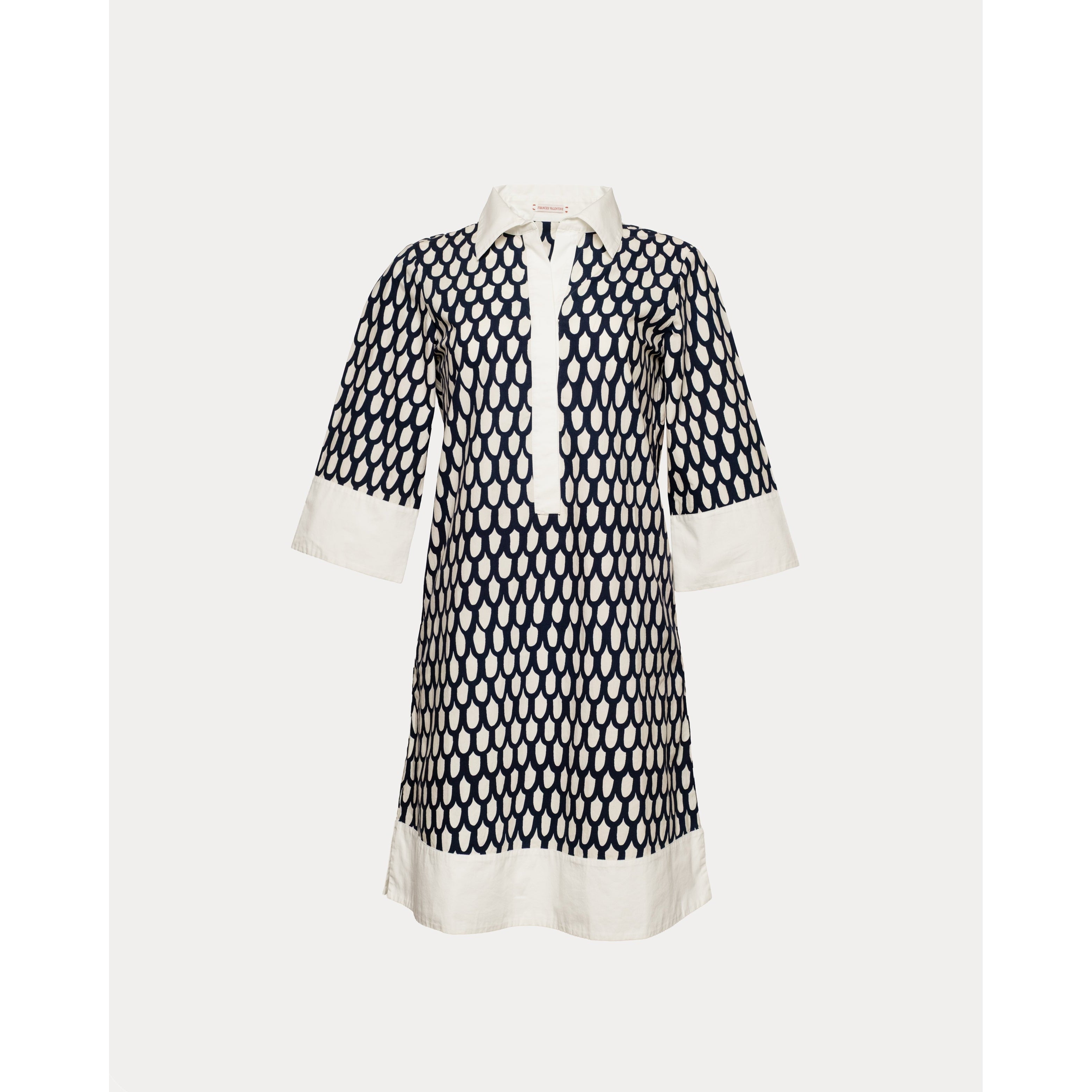 Tracey Mini Dress Loop Print Cotton Poplin Navy/Multi Frances Valentine