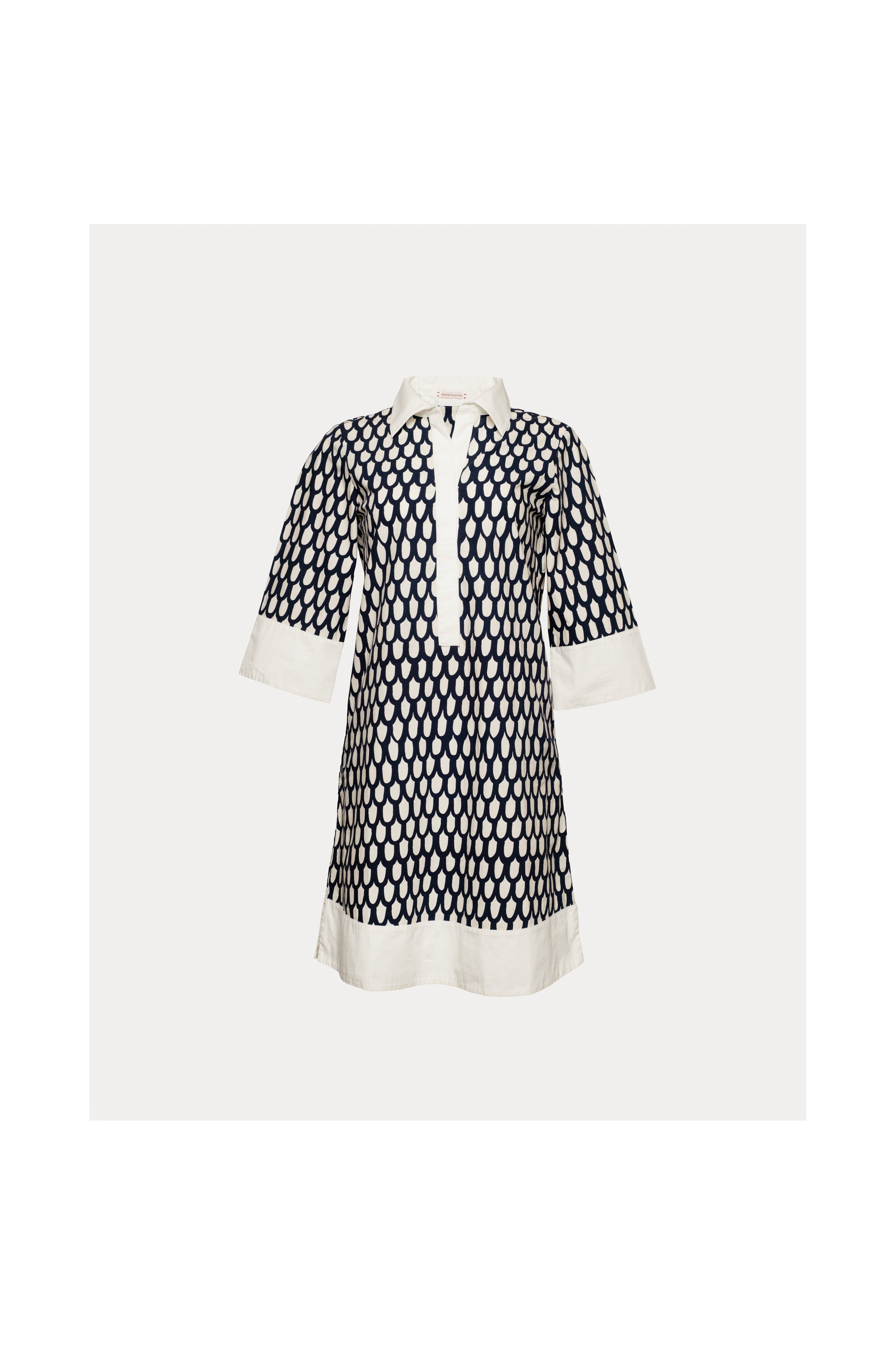 Tracey Mini Dress Loop Print Cotton Poplin Navy/Multi Frances Valentine
